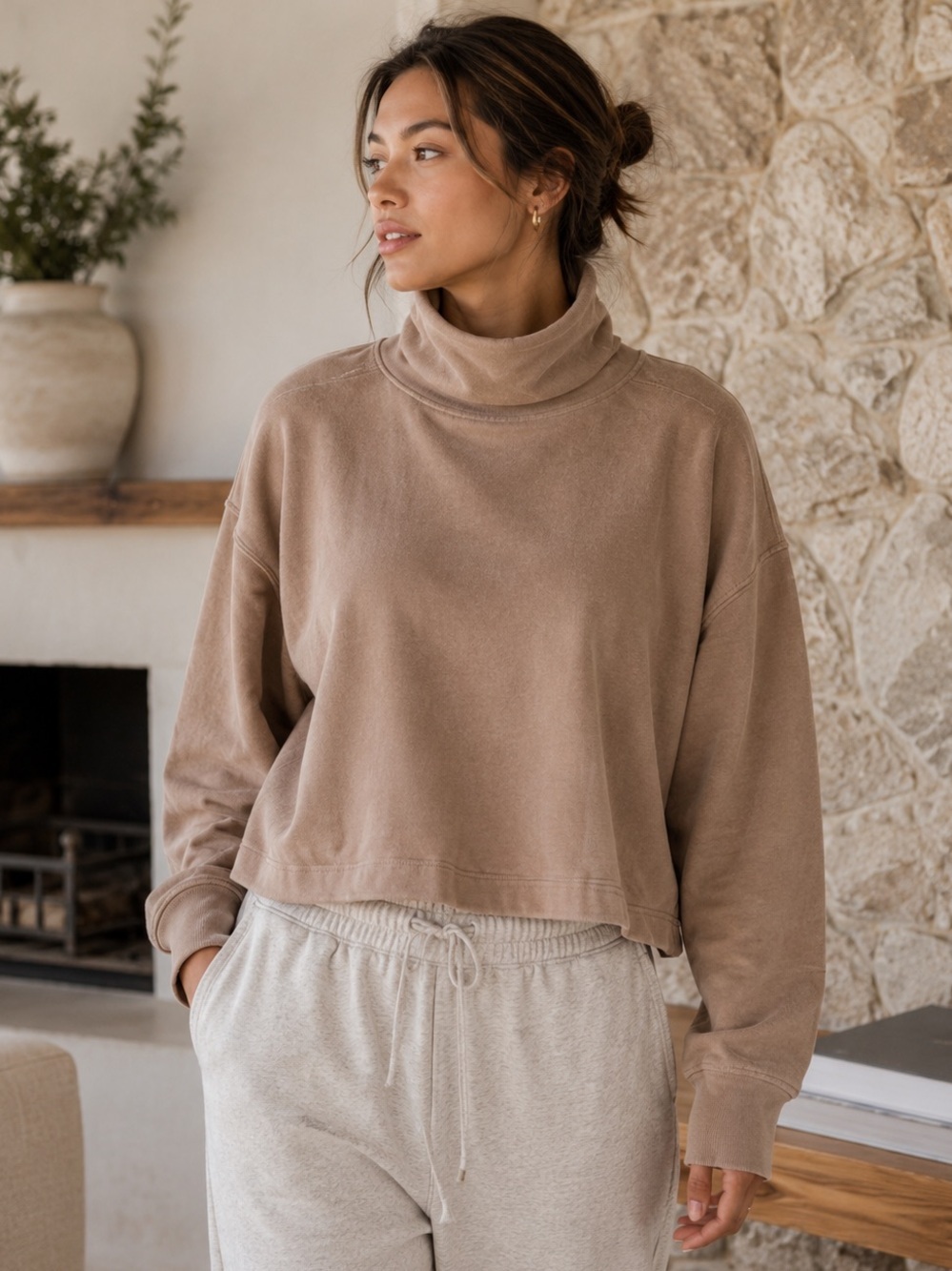 Everlane Organic Cotton Mock Neck Sweatshirt Small Minimalist Quiet Luxury
